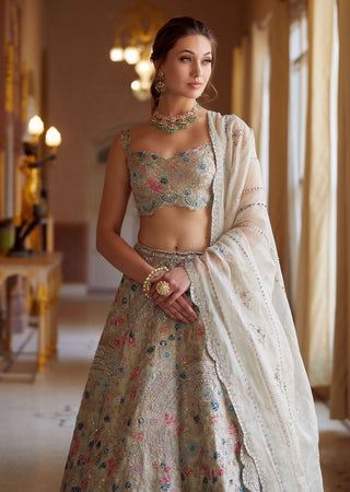 Osaa By Adarsh-Pearl Embroidered Organza Lehenga Set-INDIASPOPUP.COM