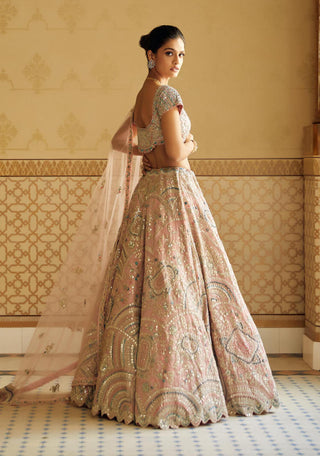 Osaa By Adarsh-Soft Berry Hand Embroidered Lehenga Set-INDIASPOPUP.COM