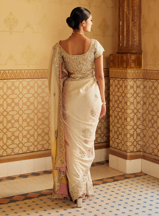 Osaa By Adarsh-Embroidered Pearl Saree With Blouse-INDIASPOPUP.COM
