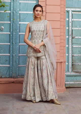 Osaa By Adarsh-Pearl Organza Sharara Set-INDIASPOPUP.COM