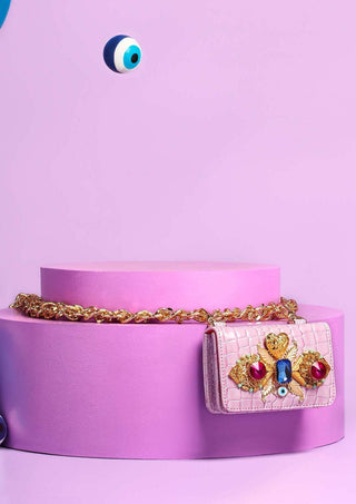 Papa Don'T Preach By Shubhika-Frosted Lavender Chain Link Belt Bag-INDIASPOPUP.COM