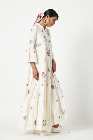 Payal Pratap-Ivory Giardini Embroidered Dress-INDIASPOPUP.COM