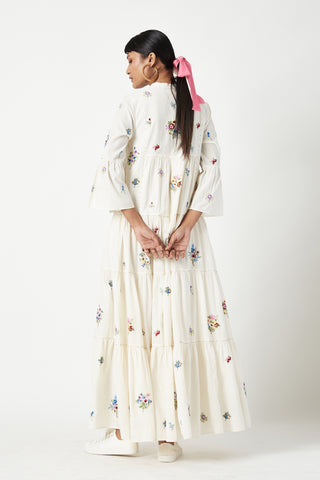 Payal Pratap-Ivory Giardini Embroidered Dress-INDIASPOPUP.COM