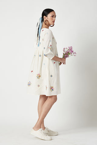 Payal Pratap-Ivory Monet Embroidered Dress-INDIASPOPUP.COM