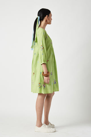 Payal Pratap-Lime Green Claude Embroidered Dress-INDIASPOPUP.COM