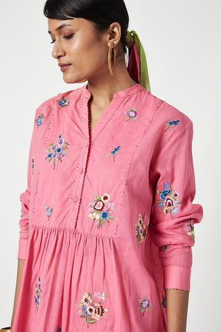 Payal Pratap-Rose Pink Ryon Embroidered Tunic-INDIASPOPUP.COM