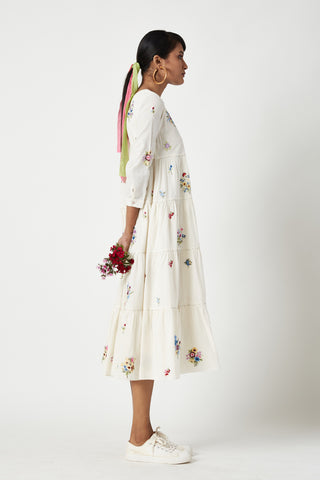 Payal Pratap-Ecru Longwood Embroidered Dress-INDIASPOPUP.COM