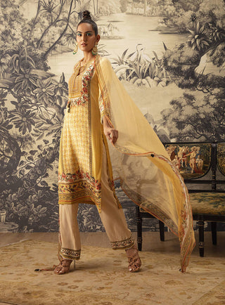 Kalista-Yellow Straight Kurta Set-INDIASPOPUP.COM