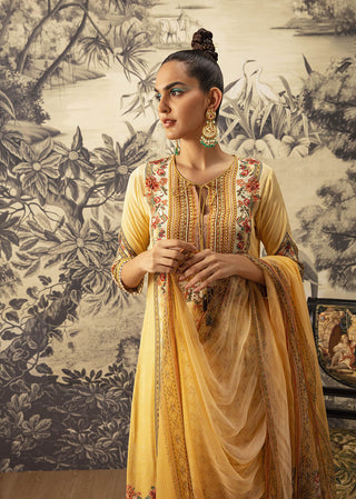 Kalista-Yellow Straight Kurta Set-INDIASPOPUP.COM