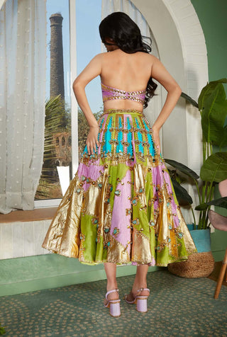 Papa Don'T Preach By Shubhika-Twilight Multicolor Embellished Half Lehenga With Blouse-INDIASPOPUP.COM