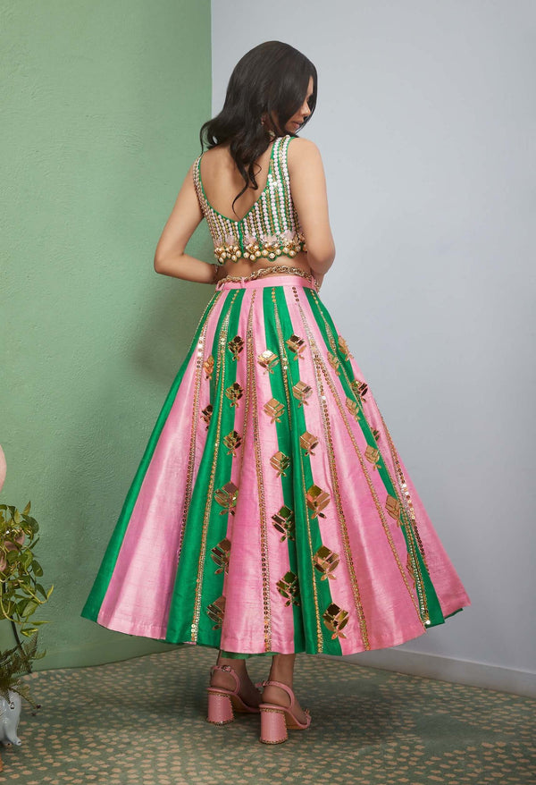 Alluring Orange Jacquard Silk Woven A Line Lehenga Choli