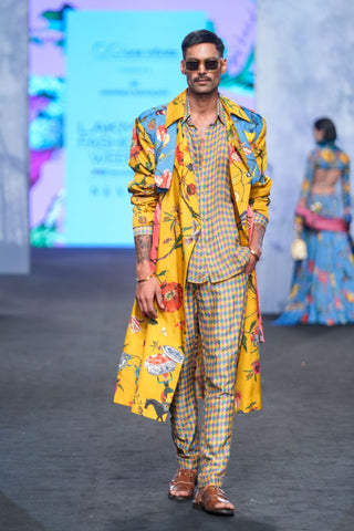 Mahima Mahajan Men-Multicolor Printed Jacket And Pant Set-INDIASPOPUP.COM