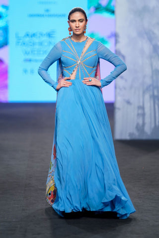 Mahima Mahajan-Blue Bodice Anarkali With Printed Dupatta-INDIASPOPUP.COM
