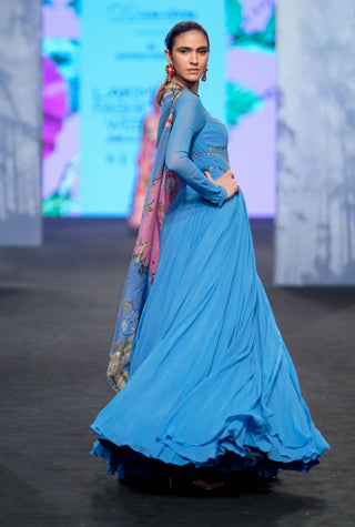 Mahima Mahajan-Blue Bodice Anarkali With Printed Dupatta-INDIASPOPUP.COM