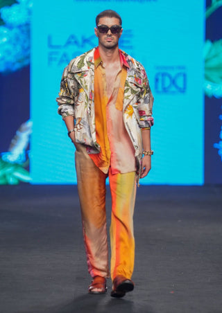 Mahima Mahajan Men-Multicolor Printed Jacket With Pant Set-INDIASPOPUP.COM