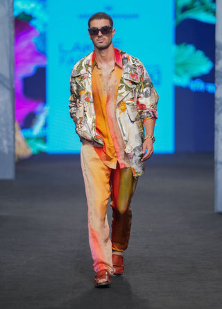 Mahima Mahajan Men-Multicolor Printed Jacket With Pant Set-INDIASPOPUP.COM