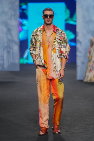 Mahima Mahajan Men-Multicolor Printed Jacket With Pant Set-INDIASPOPUP.COM