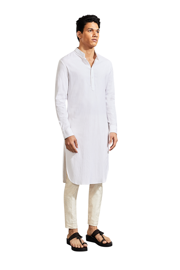 Kunal Rawal-White Plain Kurta-INDIASPOPUP.COM