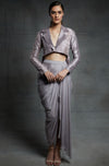 Pink Peacock Couture-Dusted Lilac Dhoti Set-INDIASPOPUP.COM