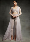 Pink Peacock Couture-Blush Pink Bustier With Pant & Jacket-INDIASPOPUP.COM