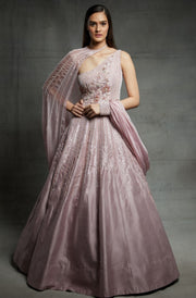 Pink Peacock Couture-Pink Gown With Cape-INDIASPOPUP.COM