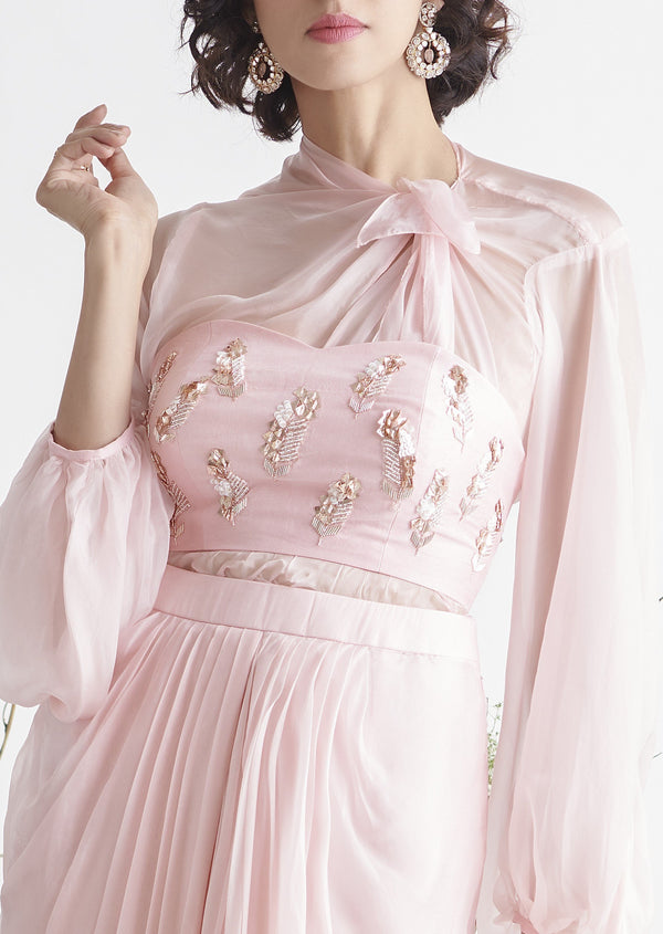Pink Peacock Couture-Rose Pink Dhoti Set-INDIASPOPUP.COM