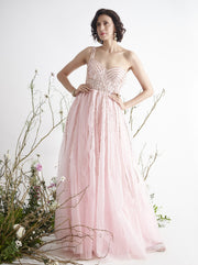 Pink Peacock Couture-Rose Pink Gown With Hand Embroidery-INDIASPOPUP.COM