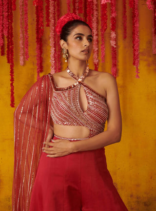 Pink Peacock Couture-Ruby Embellished Jumpsuit-INDIASPOPUP.COM
