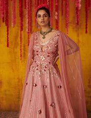 Pink Peacock Couture-Onion Pink Embellished Gown-INDIASPOPUP.COM