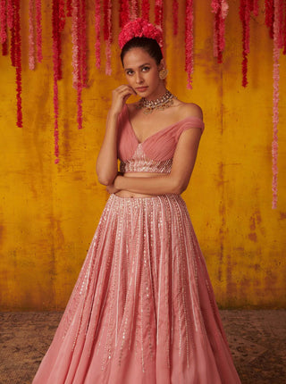 Pink Peacock Couture-Onion Pink Lehenga With Blouse-INDIASPOPUP.COM