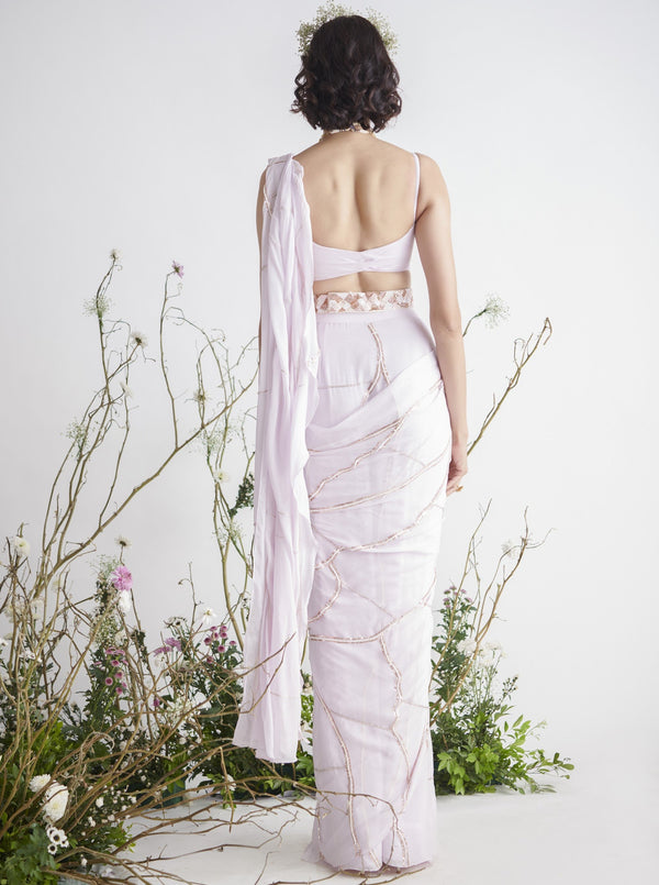 Pink Peacock Couture-Light Lilac Saree With Embroidery-INDIASPOPUP.COM