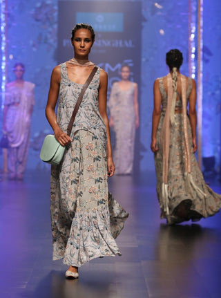 Payal Singhal-Mint & Blue Printed Kurta Set-INDIASPOPUP.COM