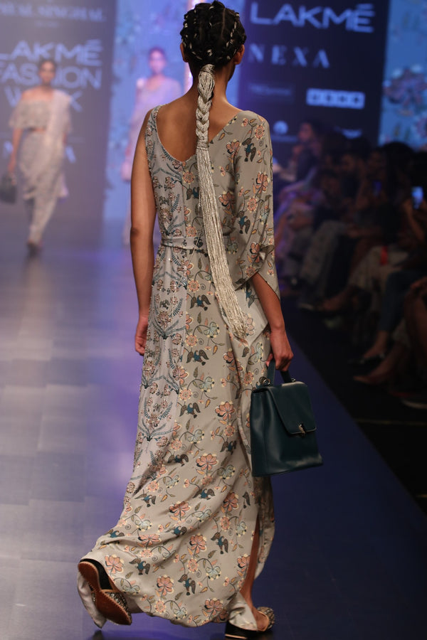 Payal Singhal-Mint & Powder Blue Printed Kaftaan-INDIASPOPUP.COM