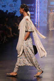 Payal Singhal-Mint & Blue Printed Dhoti Drape Set-INDIASPOPUP.COM