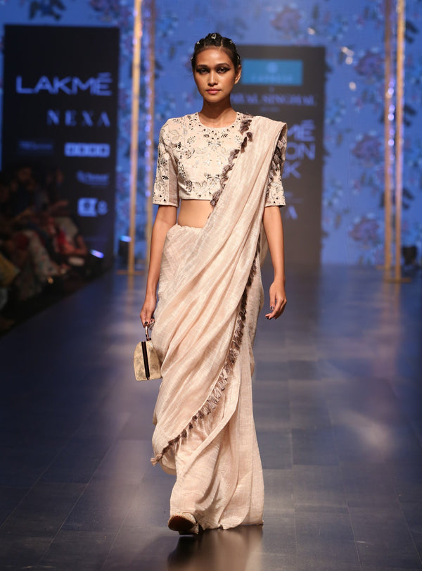 Payal Singhal-Stone Embroidered Saree Set-INDIASPOPUP.COM