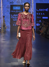 Payal Singhal-Cranberry Embroidered Sharara Set-INDIASPOPUP.COM