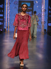 Payal Singhal-Cranberry Embroidered Sharara Set-INDIASPOPUP.COM