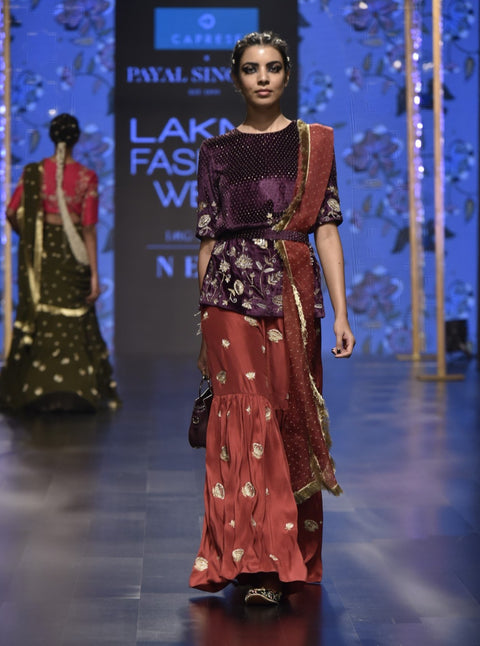 Payal Singhal-Purple Embroidered Sharara Set-INDIASPOPUP.COM