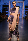 Payal Singhal-Midnight Blue & Rose Dhoti Drape Set-INDIASPOPUP.COM