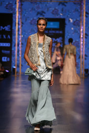 Payal Singhal-Stone & Blue Embroidered Jacket Set-INDIASPOPUP.COM
