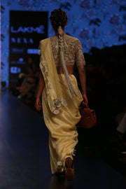 Payal Singhal-Pale Yellow Embroidered Saree Set-INDIASPOPUP.COM
