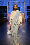 Payal Singhal-Stone & Blue Embroidered Saree Set-INDIASPOPUP.COM