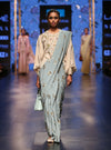 Payal Singhal-Stone & Blue Embroidered Saree Set-INDIASPOPUP.COM