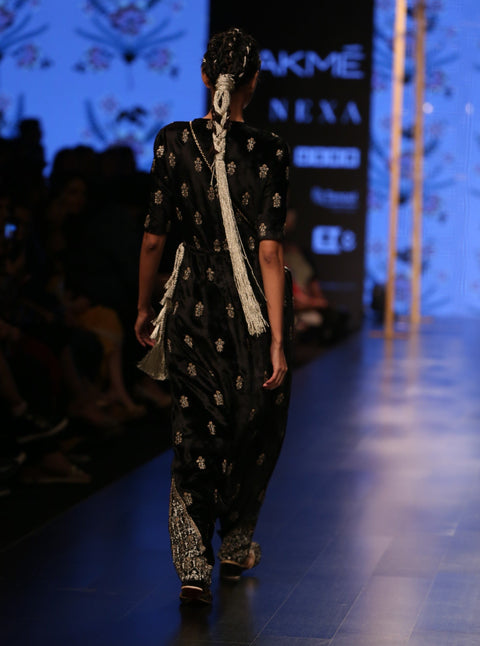 Payal Singhal-Black Embroidered Jumpsuit-INDIASPOPUP.COM