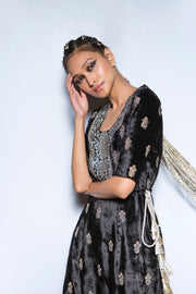 Payal Singhal-Black Embroidered Jumpsuit-INDIASPOPUP.COM