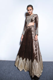 Payal Singhal-Forest Green Embroidered Lehenga Set-INDIASPOPUP.COM