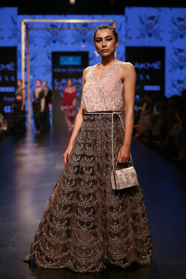 Payal Singhal-Forest Green & Rose Lehenga Set-INDIASPOPUP.COM