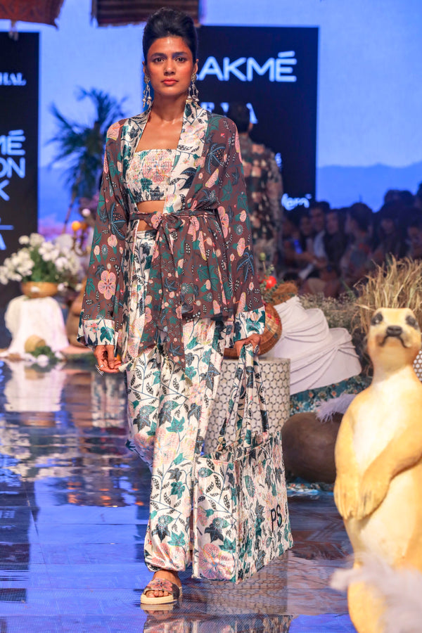 Payal Singhal-White & Brown Printed Jacket Set-INDIASPOPUP.COM