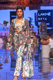 Payal Singhal-White & Brown Printed Jacket Set-INDIASPOPUP.COM
