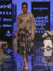 Payal Singhal-Brown & Stone Printed Skirt Set-INDIASPOPUP.COM